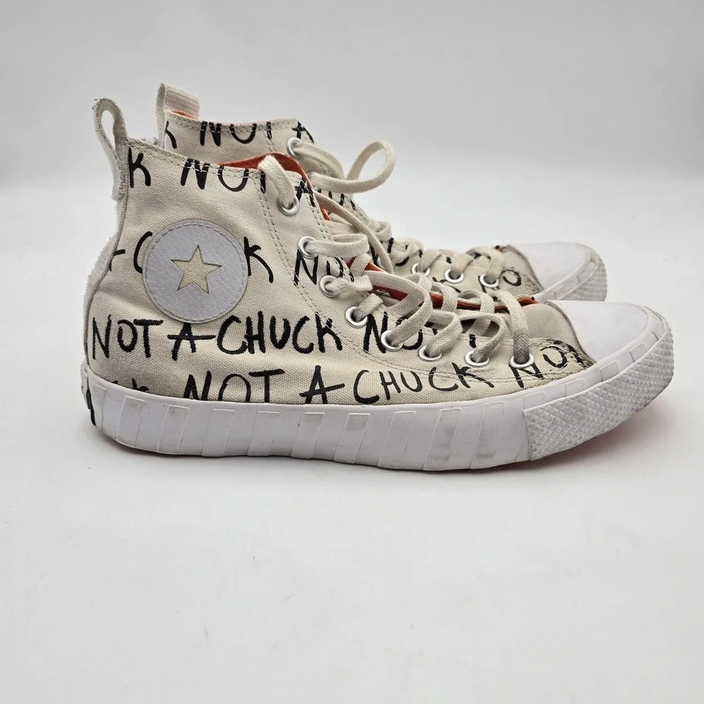 Converse Not A Chuck Shoes Mens Size 8.5 Beige Canvas High Top Sneaker 166503C - Picture 1 of 9
